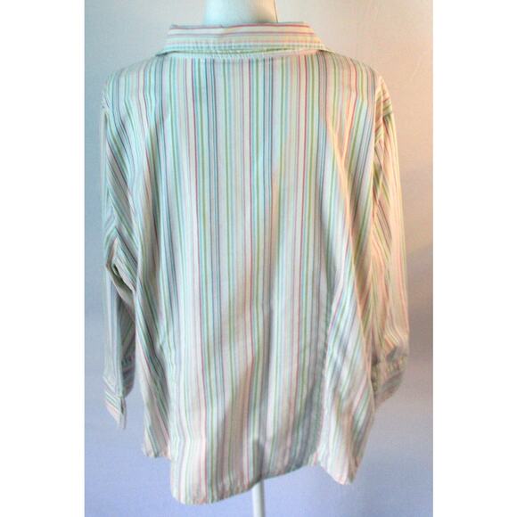 Villager Liz Claiborne Women's Multi Color Striped Long Sleeve Blouse Size 22W - Picture 5 of 10